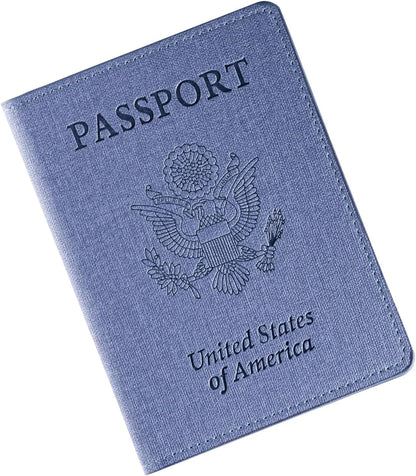 Passport Cover With Card Slots RFID Blocking-White&Black | PU Leather Lightweight slim travel passport cover wallet with 4pcs RFID Blocking Credit/ID card slots