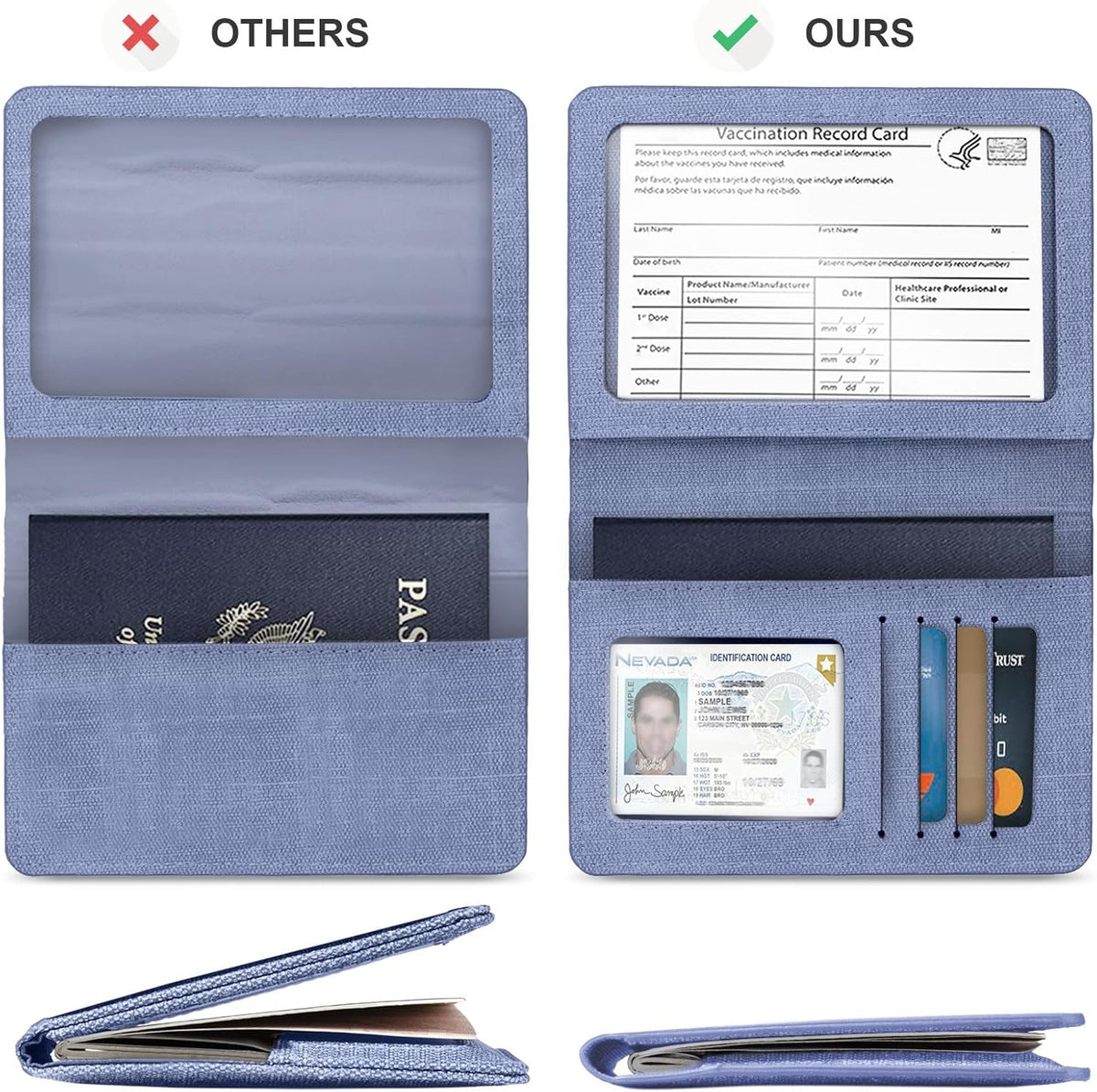 Passport Cover With Card Slots RFID Blocking-White&Black | PU Leather Lightweight slim travel passport cover wallet with 4pcs RFID Blocking Credit/ID card slots
