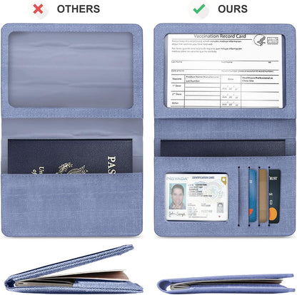 Passport Cover With Card Slots RFID Blocking-White&Black | PU Leather Lightweight slim travel passport cover wallet with 4pcs RFID Blocking Credit/ID card slots