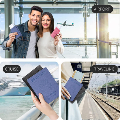 Passport Cover With Card Slots RFID Blocking-White&Black | PU Leather Lightweight slim travel passport cover wallet with 4pcs RFID Blocking Credit/ID card slots