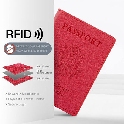 Passport Cover With Card Slots RFID Blocking-White&Black | PU Leather Lightweight slim travel passport cover wallet with 4pcs RFID Blocking Credit/ID card slots