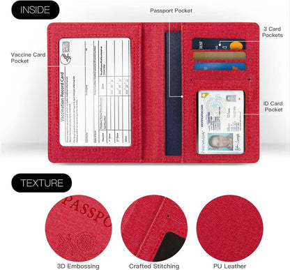 Passport Cover With Card Slots RFID Blocking-White&Black | PU Leather Lightweight slim travel passport cover wallet with 4pcs RFID Blocking Credit/ID card slots