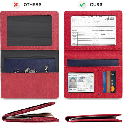 Passport Cover With Card Slots RFID Blocking-White&Black | PU Leather Lightweight slim travel passport cover wallet with 4pcs RFID Blocking Credit/ID card slots