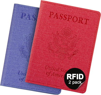 Passport Cover With Card Slots RFID Blocking-White&Black | PU Leather Lightweight slim travel passport cover wallet with 4pcs RFID Blocking Credit/ID card slots