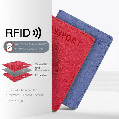 Passport Cover With Card Slots RFID Blocking-White&Black | PU Leather Lightweight slim travel passport cover wallet with 4pcs RFID Blocking Credit/ID card slots