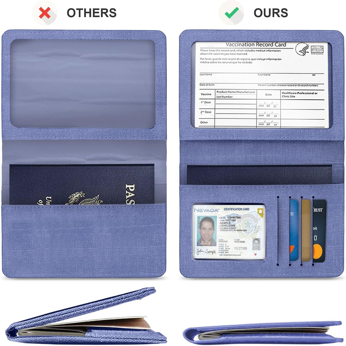 Passport Cover With Card Slots RFID Blocking-White&Black | PU Leather Lightweight slim travel passport cover wallet with 4pcs RFID Blocking Credit/ID card slots