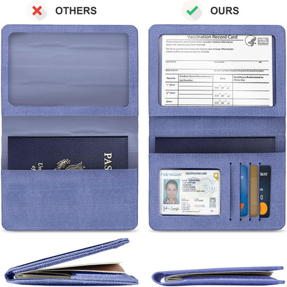 Passport Cover With Card Slots RFID Blocking-White&Black | PU Leather Lightweight slim travel passport cover wallet with 4pcs RFID Blocking Credit/ID card slots
