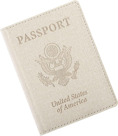 Passport Cover With Card Slots RFID Blocking-White&Black | PU Leather Lightweight slim travel passport cover wallet with 4pcs RFID Blocking Credit/ID card slots