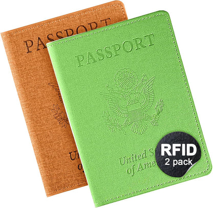 Passport Cover With Card Slots RFID Blocking-White&Black | PU Leather Lightweight slim travel passport cover wallet with 4pcs RFID Blocking Credit/ID card slots