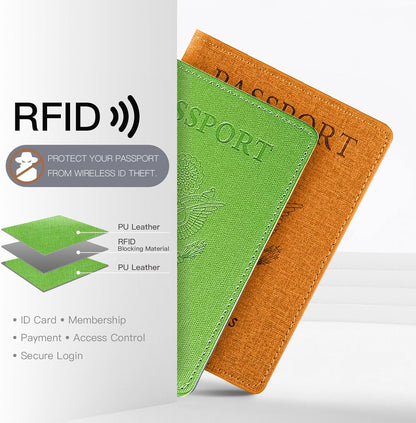 Passport Cover With Card Slots RFID Blocking-White&Black | PU Leather Lightweight slim travel passport cover wallet with 4pcs RFID Blocking Credit/ID card slots