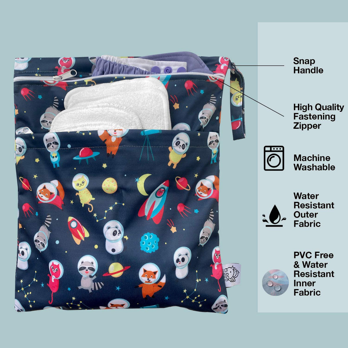 4pcs Waterproof Wet Bag Reusable for Wet Clothes Baby Diapers Stroller Swimsuit Travel Reusable toiletries Pouch Small and Larger Electronics case 4 Pack (Blue Sky)