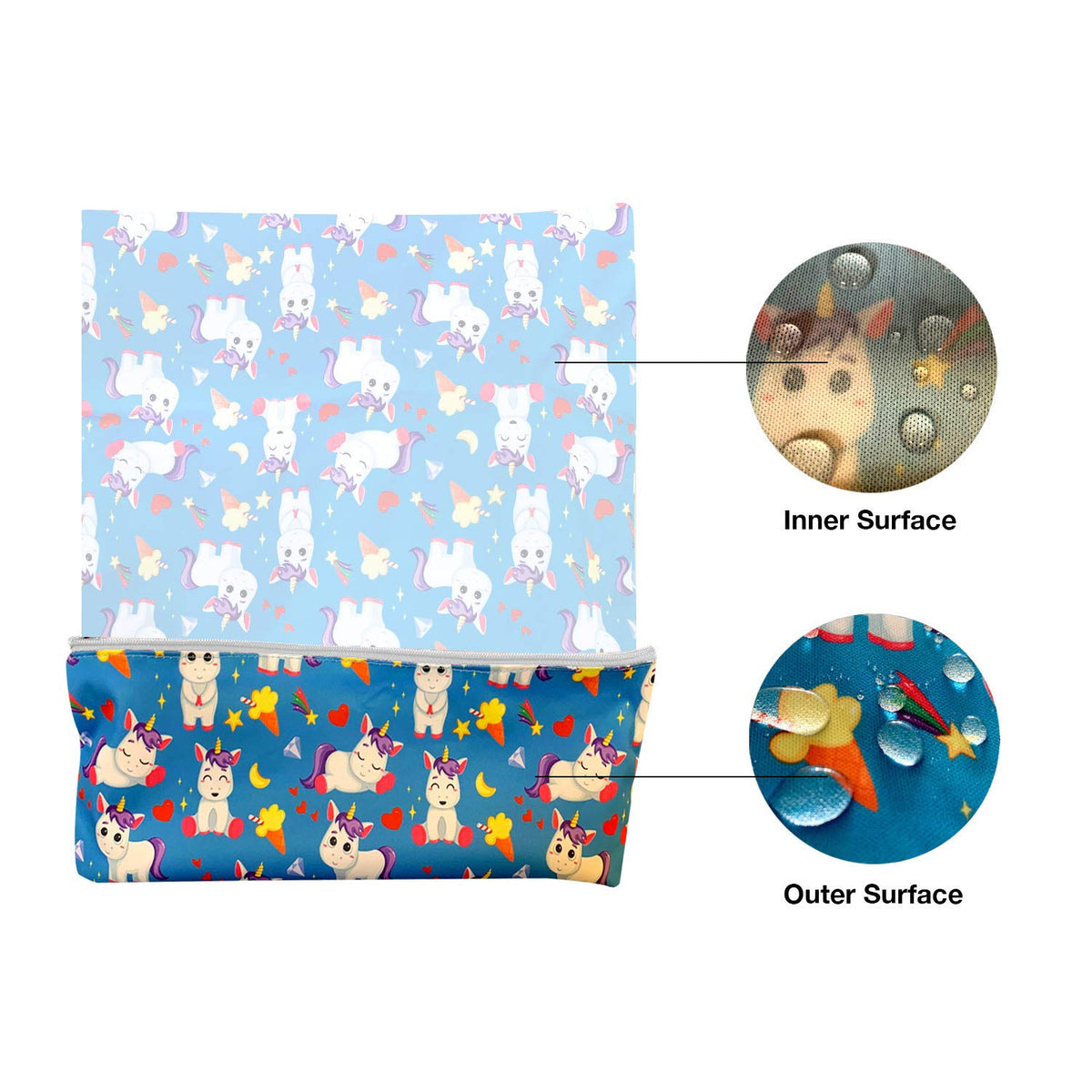 4pcs Waterproof Wet Bag Reusable for Wet Clothes Baby Diapers Stroller Swimsuit Travel Reusable toiletries Pouch Small and Larger Electronics case 4 Pack (Blue Sky)