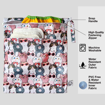 4pcs Waterproof Wet Bag Reusable for Wet Clothes Baby Diapers Stroller Swimsuit Travel Reusable toiletries Pouch Small and Larger Electronics case 4 Pack (Blue Sky)