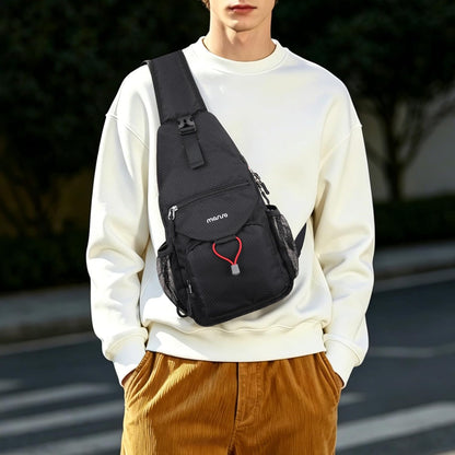 Crossbody Sling Bag for Men, Sling Backpack Travel Hiking Daypack, Casual Shoulder Honeycomb Bags Small Cross Body Chest Bag Daypack with 2 Front Pockets for Outdoor Casual Commuting, Black