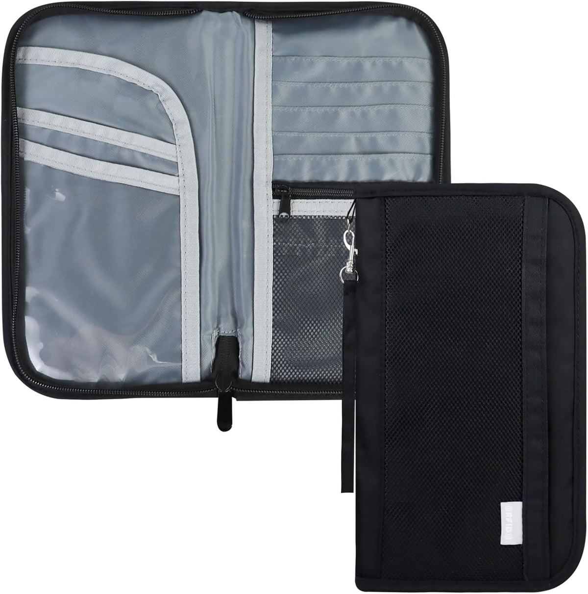 Passport Holder, RFID Passport Holder for Travel with Wrist Strap, Portable Waterproof Travel Document Holder for Passports Boarding Passes Cash Credit Cards (Black)