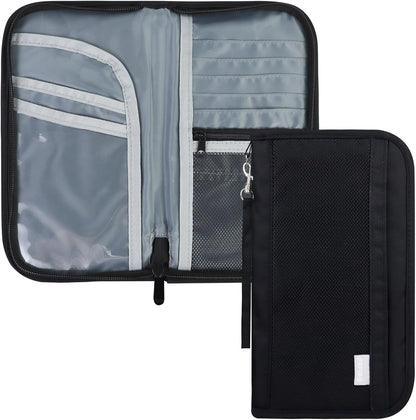 Passport Holder, RFID Passport Holder for Travel with Wrist Strap, Portable Waterproof Travel Document Holder for Passports Boarding Passes Cash Credit Cards (Black)