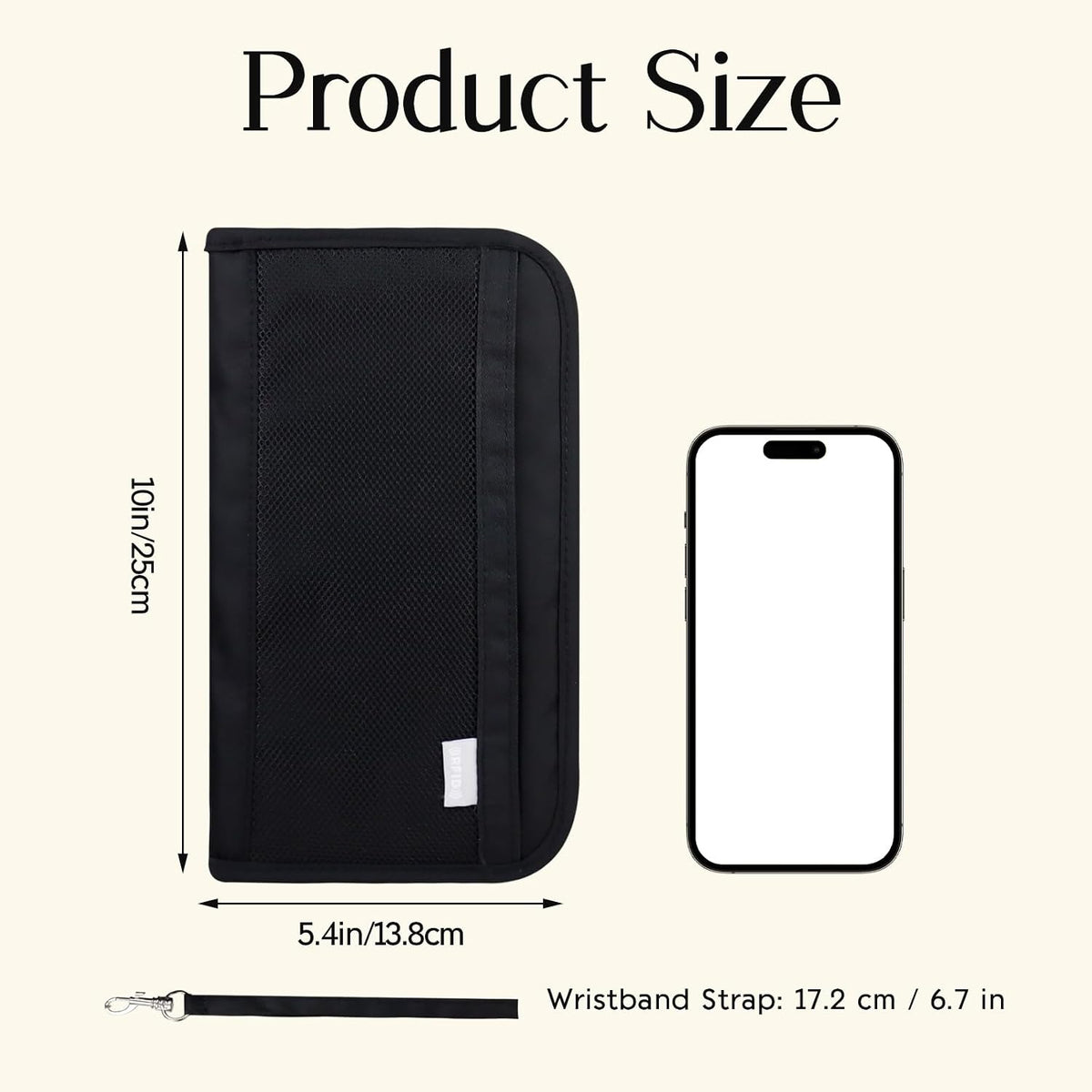 Passport Holder, RFID Passport Holder for Travel with Wrist Strap, Portable Waterproof Travel Document Holder for Passports Boarding Passes Cash Credit Cards (Black)