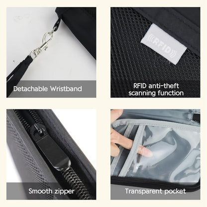 Passport Holder, RFID Passport Holder for Travel with Wrist Strap, Portable Waterproof Travel Document Holder for Passports Boarding Passes Cash Credit Cards (Black)