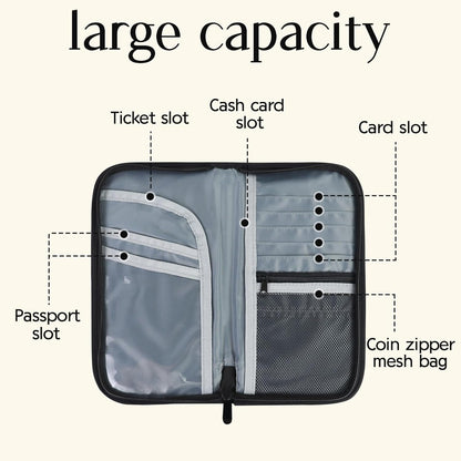 Passport Holder, RFID Passport Holder for Travel with Wrist Strap, Portable Waterproof Travel Document Holder for Passports Boarding Passes Cash Credit Cards (Black)