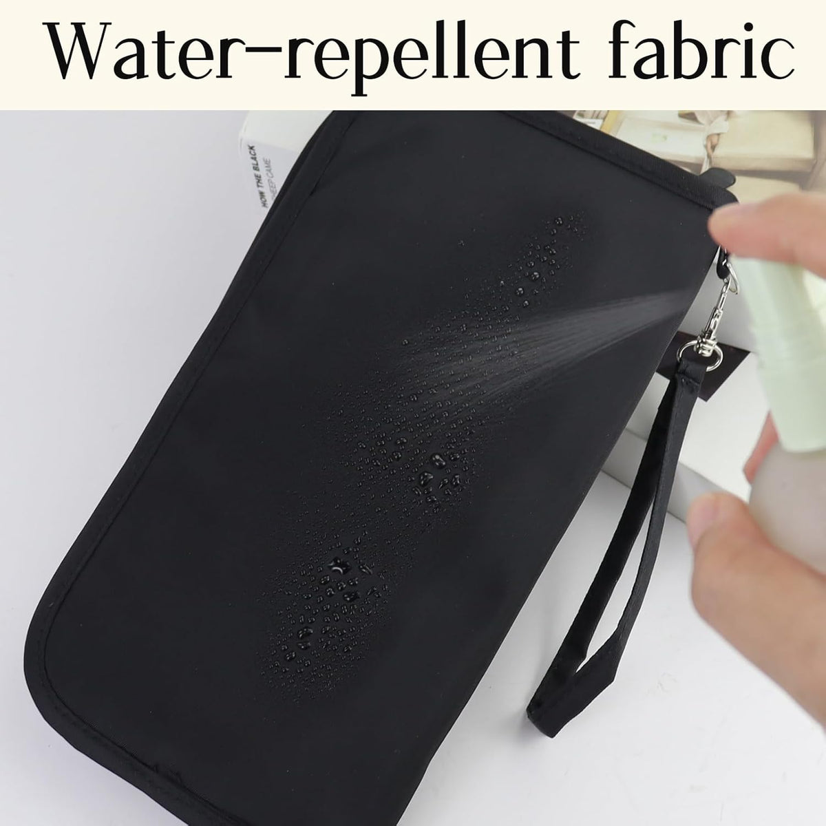 Passport Holder, RFID Passport Holder for Travel with Wrist Strap, Portable Waterproof Travel Document Holder for Passports Boarding Passes Cash Credit Cards (Black)