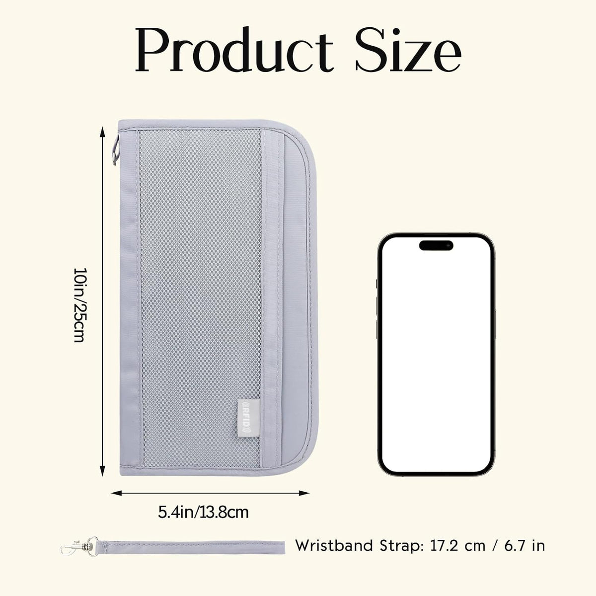 Passport Holder, RFID Passport Holder for Travel with Wrist Strap, Portable Waterproof Travel Document Holder for Passports Boarding Passes Cash Credit Cards (Black)