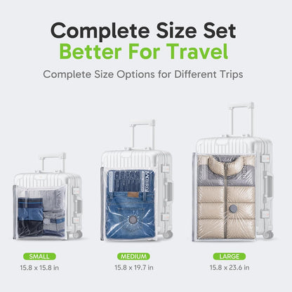 Vacuum Bags for Travel with USB Pump, Carry-on Size Compression Packing for Luggage and Suitcase, Space Saver Bags for Clothes and Clothing Travel