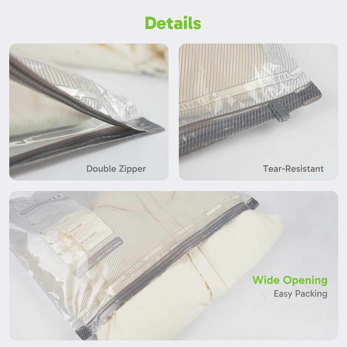 Vacuum Bags for Travel with USB Pump, Carry-on Size Compression Packing for Luggage and Suitcase, Space Saver Bags for Clothes and Clothing Travel