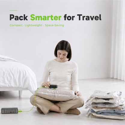 Vacuum Bags for Travel with USB Pump, Carry-on Size Compression Packing for Luggage and Suitcase, Space Saver Bags for Clothes and Clothing Travel