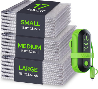 Vacuum Bags for Travel with USB Pump, Carry-on Size Compression Packing for Luggage and Suitcase, Space Saver Bags for Clothes and Clothing Travel
