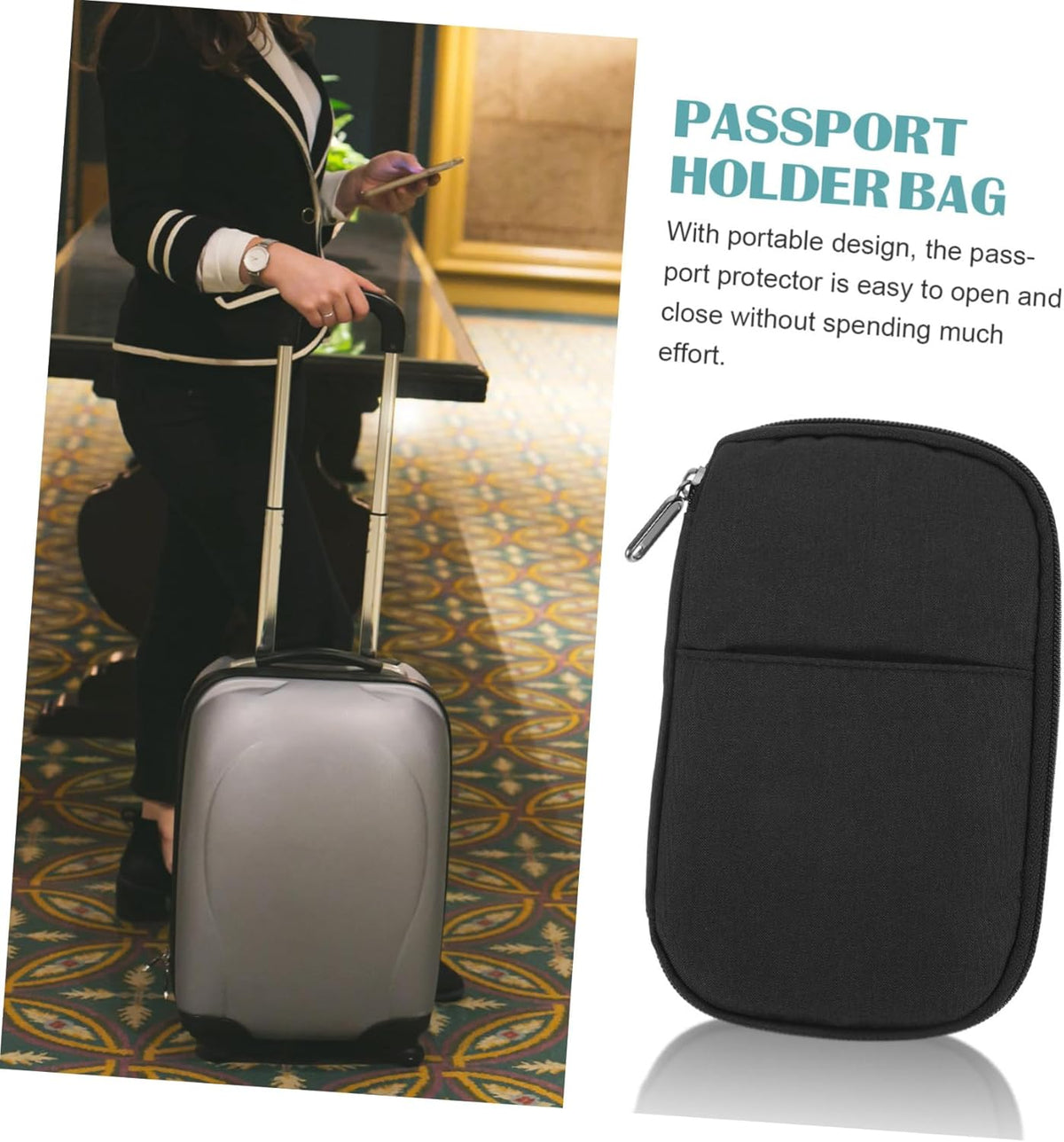 Travel Holder Multi-functional Zipper Design Case Large Capacity Travel Document Organizer for Id Cards and Tickets Portable and Bag