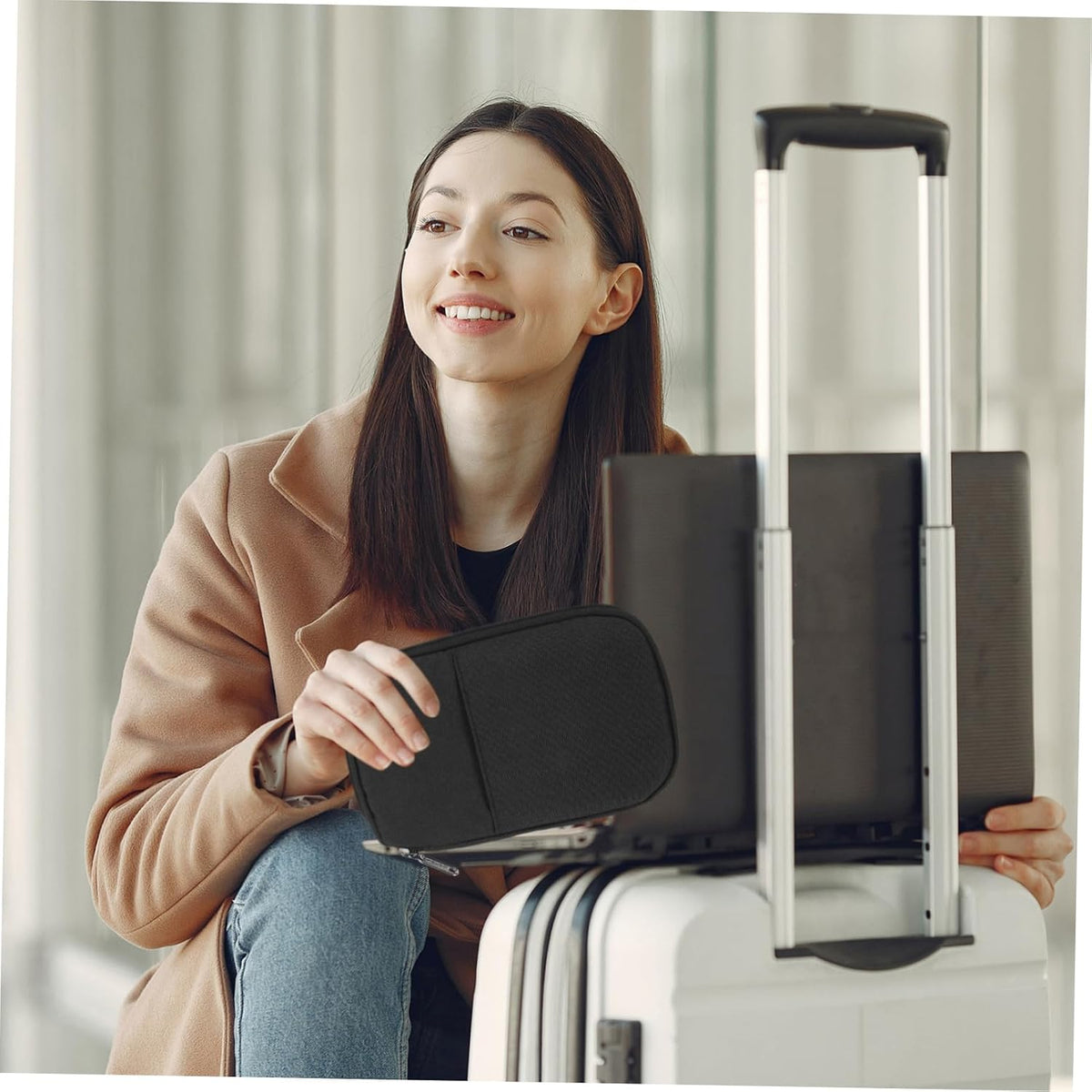 Travel Holder Multi-functional Zipper Design Case Large Capacity Travel Document Organizer for Id Cards and Tickets Portable and Bag