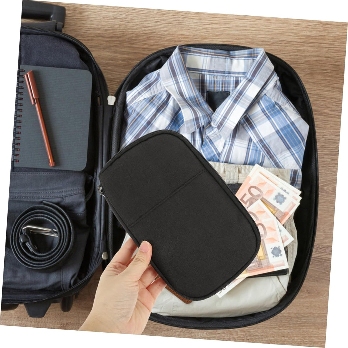 Travel Holder Multi-functional Zipper Design Case Large Capacity Travel Document Organizer for Id Cards and Tickets Portable and Bag