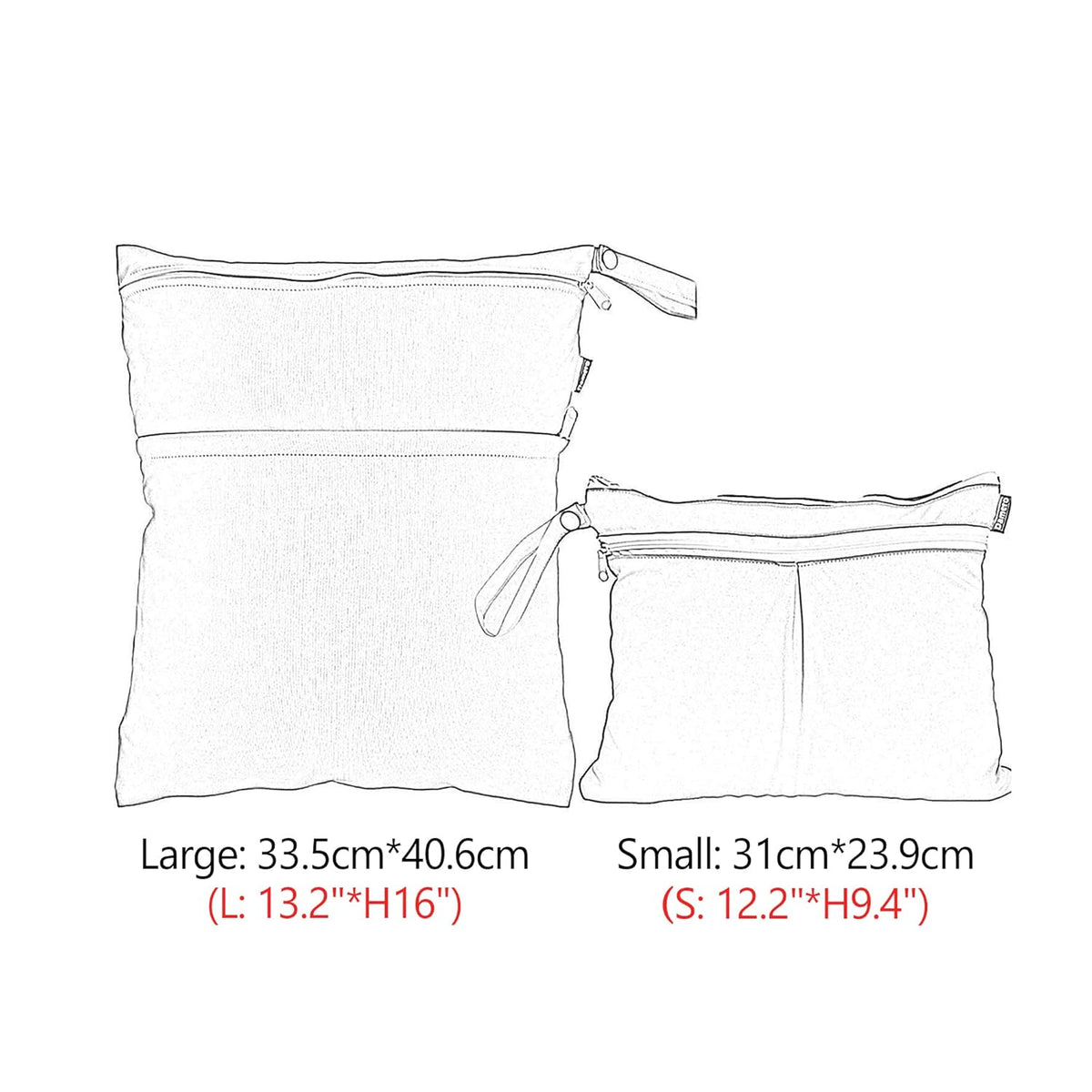 2 Pcs Wet Dry Bag for Cloth Diaper, Swimsuit, Clothes, Water-Resistant Reusable Wet Bag for Travel, Exercise, Beach, Pool, Daycare, Spiral Flowers