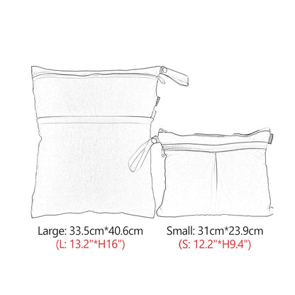 2 Pcs Wet Dry Bag for Cloth Diaper, Swimsuit, Clothes, Water-Resistant Reusable Wet Bag for Travel, Exercise, Beach, Pool, Daycare, Spiral Flowers