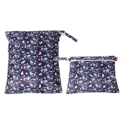 2 Pcs Wet Dry Bag for Cloth Diaper, Swimsuit, Clothes, Water-Resistant Reusable Wet Bag for Travel, Exercise, Beach, Pool, Daycare, Spiral Flowers
