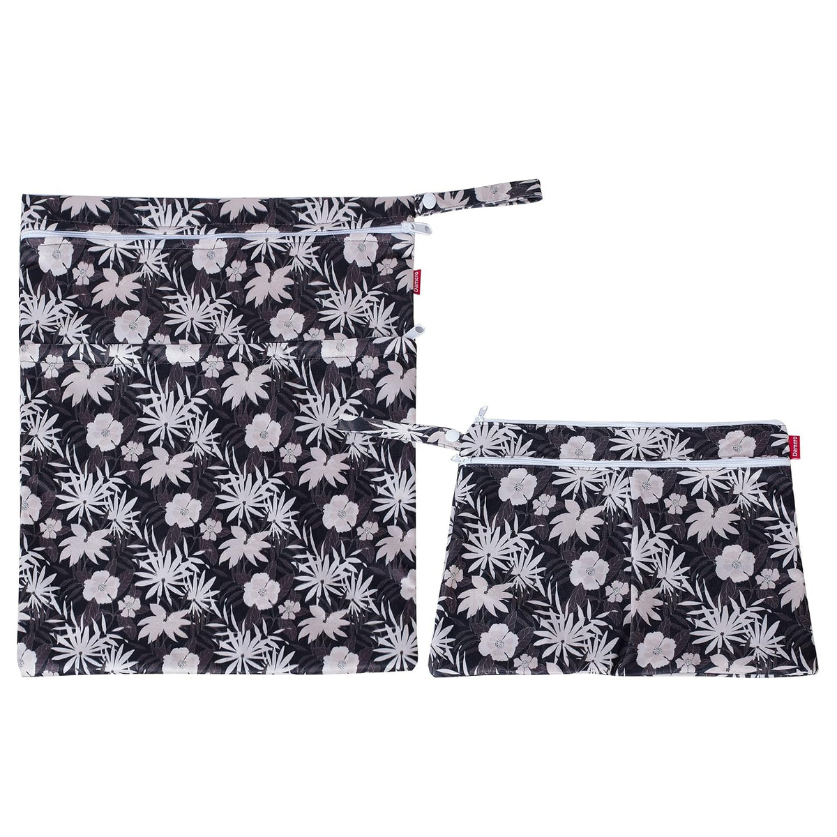 2 Pcs Wet Dry Bag for Cloth Diaper, Swimsuit, Clothes, Water-Resistant Reusable Wet Bag for Travel, Exercise, Beach, Pool, Daycare, Spiral Flowers