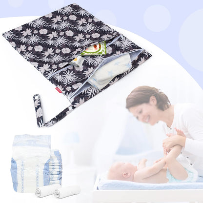 2 Pcs Wet Dry Bag for Cloth Diaper, Swimsuit, Clothes, Water-Resistant Reusable Wet Bag for Travel, Exercise, Beach, Pool, Daycare, Spiral Flowers