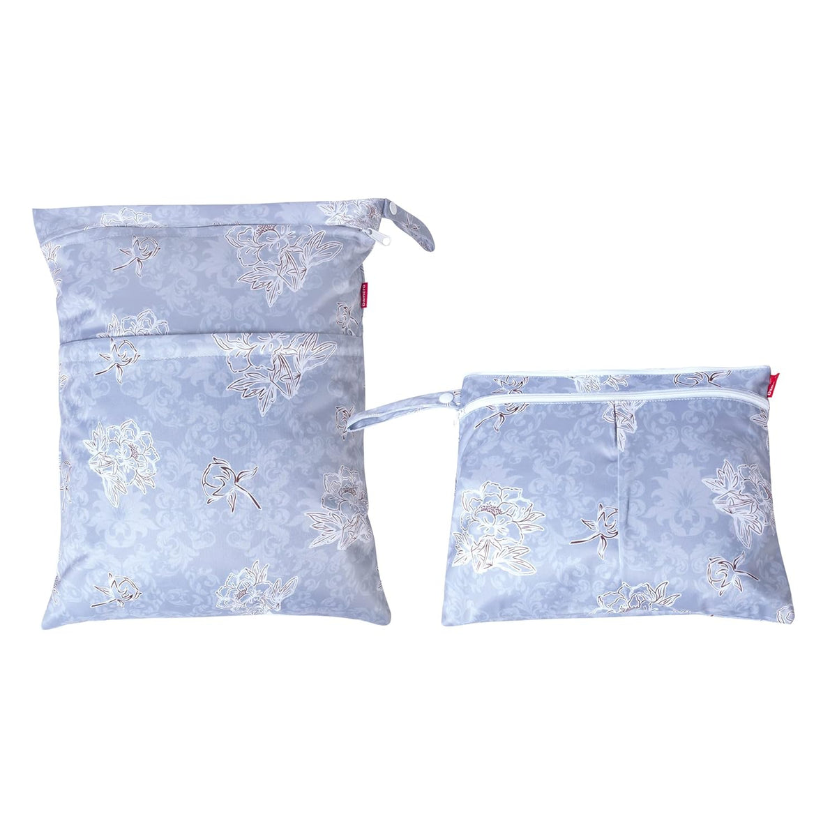 2 Pcs Wet Dry Bag for Cloth Diaper, Swimsuit, Clothes, Water-Resistant Reusable Wet Bag for Travel, Exercise, Beach, Pool, Daycare, Spiral Flowers