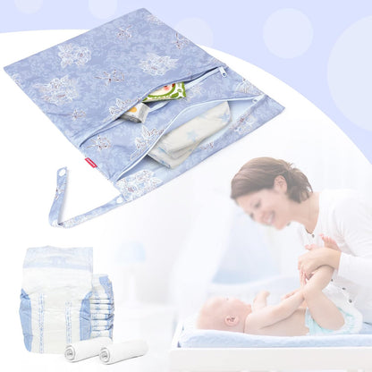 2 Pcs Wet Dry Bag for Cloth Diaper, Swimsuit, Clothes, Water-Resistant Reusable Wet Bag for Travel, Exercise, Beach, Pool, Daycare, Spiral Flowers