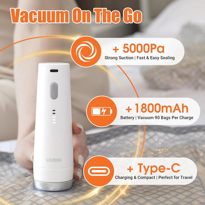 Vacuum Storage Bags for Travel with Rechargeable Cordless Pump, 10 Pack Compression Packing Bags for Luggage and Suitcase, Space Saver Seal Bag for Clothes and Clothing