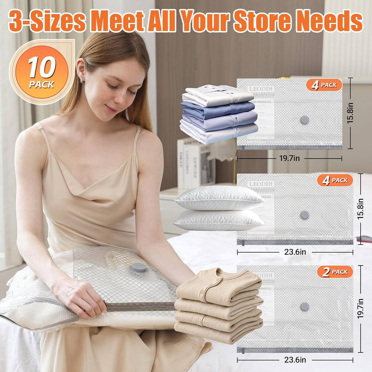 Vacuum Storage Bags for Travel with Rechargeable Cordless Pump, 10 Pack Compression Packing Bags for Luggage and Suitcase, Space Saver Seal Bag for Clothes and Clothing