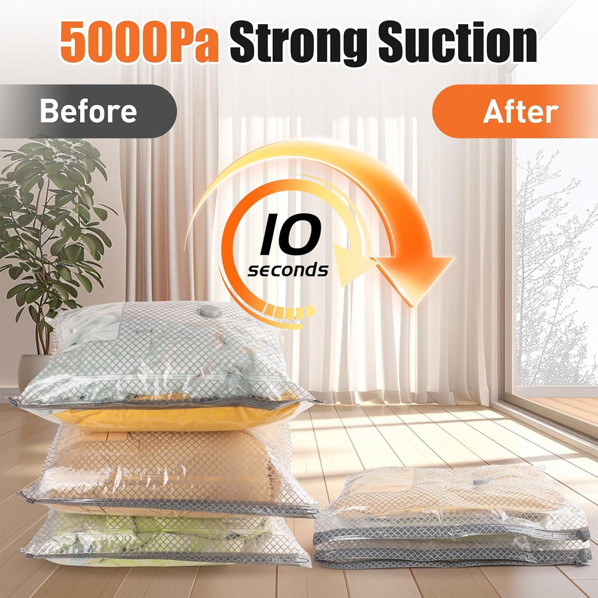 Vacuum Storage Bags for Travel with Rechargeable Cordless Pump, 10 Pack Compression Packing Bags for Luggage and Suitcase, Space Saver Seal Bag for Clothes and Clothing