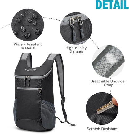 10L Lightweight Packable Hiking Backpack, Nylon Daypack Daily Travel | Water-Resistant Nylon, Weighing Only 4.59oz, Comfortable, Hiking, Travel, Cycling, Small Foldable Unisex Daypack (Blue)