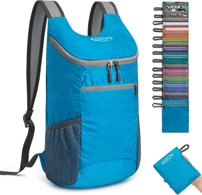 10L Lightweight Packable Hiking Backpack, Nylon Daypack Daily Travel | Water-Resistant Nylon, Weighing Only 4.59oz, Comfortable, Hiking, Travel, Cycling, Small Foldable Unisex Daypack (Blue)