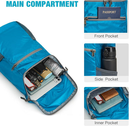 10L Lightweight Packable Hiking Backpack, Nylon Daypack Daily Travel | Water-Resistant Nylon, Weighing Only 4.59oz, Comfortable, Hiking, Travel, Cycling, Small Foldable Unisex Daypack (Blue)