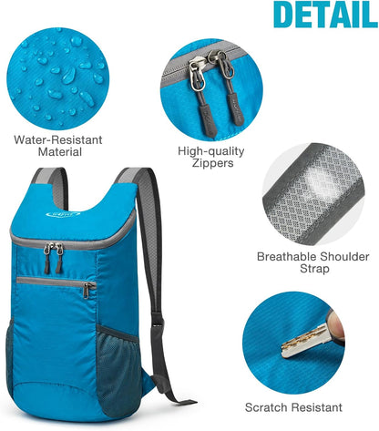 10L Lightweight Packable Hiking Backpack, Nylon Daypack Daily Travel | Water-Resistant Nylon, Weighing Only 4.59oz, Comfortable, Hiking, Travel, Cycling, Small Foldable Unisex Daypack (Blue)
