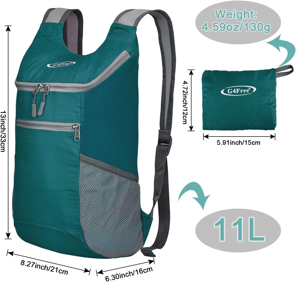 10L Lightweight Packable Hiking Backpack, Nylon Daypack Daily Travel | Water-Resistant Nylon, Weighing Only 4.59oz, Comfortable, Hiking, Travel, Cycling, Small Foldable Unisex Daypack (Blue)