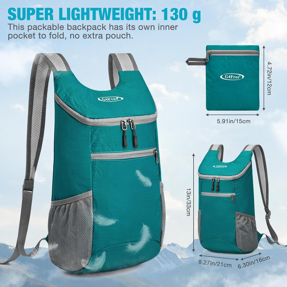 10L Lightweight Packable Hiking Backpack, Nylon Daypack Daily Travel | Water-Resistant Nylon, Weighing Only 4.59oz, Comfortable, Hiking, Travel, Cycling, Small Foldable Unisex Daypack (Blue)