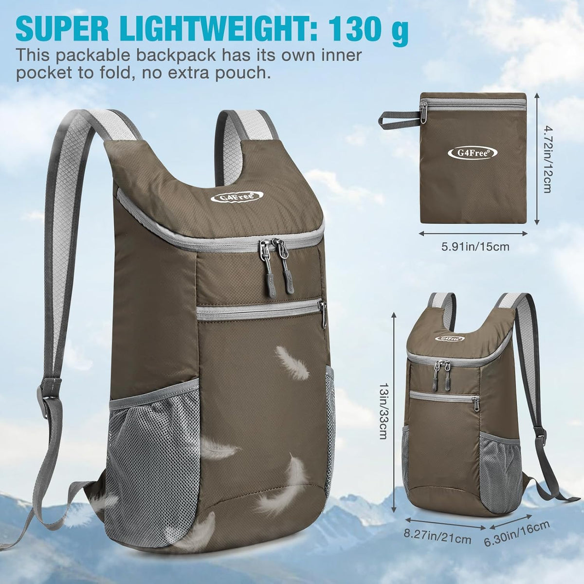 10L Lightweight Packable Hiking Backpack, Nylon Daypack Daily Travel | Water-Resistant Nylon, Weighing Only 4.59oz, Comfortable, Hiking, Travel, Cycling, Small Foldable Unisex Daypack (Blue)