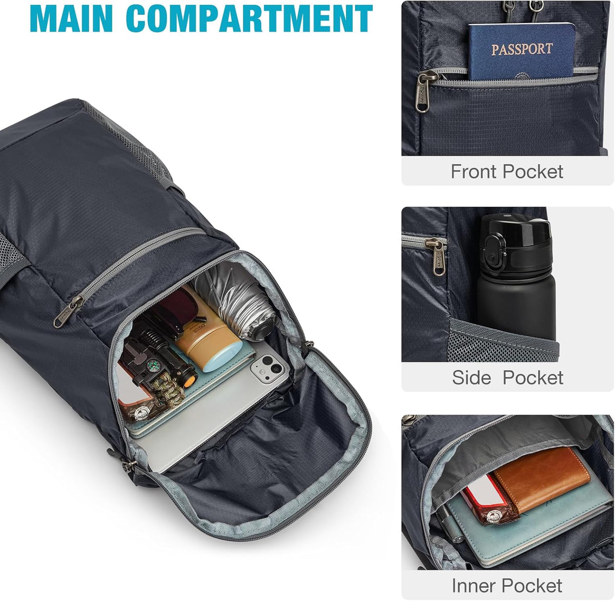 10L Lightweight Packable Hiking Backpack, Nylon Daypack Daily Travel | Water-Resistant Nylon, Weighing Only 4.59oz, Comfortable, Hiking, Travel, Cycling, Small Foldable Unisex Daypack (Blue)